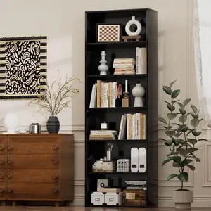 Narrow Tall Bookshelf 6 Shelf Bookcase Vertical Storage, Slim Profile Tall Narrow Storage Unit for Home Office, Living Room, Bedroom, Black Narrow Tall Bookshelf 6 Shelf Bookcase Vertical Storage, Slim Profile Tall Narrow Storage Unit for Home Office, Living Room, Bedroom, Black