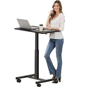 Mobile Small Standing Rolling Desk Adjustable Height, Portable Laptop Desk on Wheels, Workstation for Home Office with Hook,Black Mobile Small Standing Rolling Desk Adjustable Height, Portable Laptop Desk on Wheels, Workstation for Home Office with Hook,Black