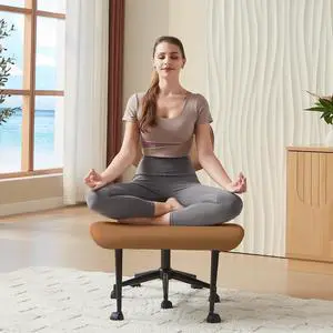Meditation Chair with Wider Bentwood Back Support, Ergonomic Cross Legged Office Chair for Adults up to 300 lbs, 360° Swivel Adjustable Height for Multi Position (Contemporary Bentwood, Brown) Meditation Chair with Wider Bentwood Back Support, Ergonomic Cross Legged Office Chair for Adults up to 300 lbs, 360° Swivel Adjustable Height for Multi Position (Contemporary Bentwood, Brown)