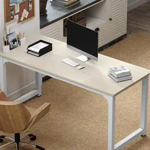 Large Office Desk for Home Office, Large 63" Computer Desk Table, Wide Writing Study Desk for 2 Person, Metal Sturdy Frame Thicker Steel Legs, (White Oak, 63"L x 23.6"W x 29.5"H) Large Office Desk for Home Office, Large 63" Computer Desk Table, Wide Writing Study Desk for 2 Person, Metal Sturdy Frame Thicker Steel Legs, (White Oak, 63"L x 23.6"W x 29.5"H)