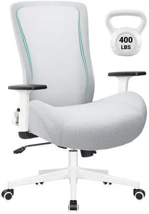 Big and Tall Home Office Desk Chair 400lb Capacity for Heavy People, Ergonomic Wide Mesh Desk Chair with Stepless Recline & Lock, 5.5" Thick Cushion, High Back, Adjustable Height & Armrests Big and Tall Home Office Desk Chair 400lb Capacity for Heavy People, Ergonomic Wide Mesh Desk Chair with Stepless Recline & Lock, 5.5" Thick Cushion, High Back, Adjustable Height & Armrests