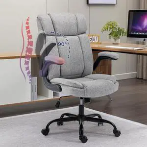 Office Chair High Back Ergonomic Executive Computer Desk Chair Comfortable Fabric Padded Home Office Desk Chairs with Flip-up Arm Rest Adjustable Height Swivel Wheels (Grey) Office Chair High Back Ergonomic Executive Computer Desk Chair Comfortable Fabric Padded Home Office Desk Chairs with Flip-up Arm Rest Adjustable Height Swivel Wheels (Grey)