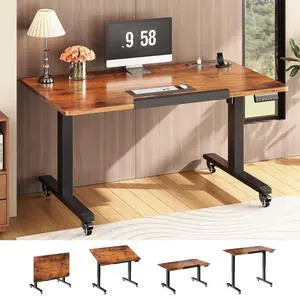 47 x 24 Inches Electric Standing Desk, 180° Tiltable Mobile Rising Computer Desk Height Adjustable with Wheels for Drawing/Writing/Gaming/Study/Home Office/Small Space, Rustic Brown 47 x 24 Inches Electric Standing Desk, 180° Tiltable Mobile Rising Computer Desk Height Adjustable with Wheels for Drawing/Writing/Gaming/Study/Home Office/Small Space, Rustic Brown