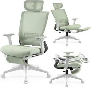 Foldable Office Chair with Foot Rest, Ergonomic Office Chair with Adjustable Lumbar Support, Headrest, Armrest, Home Office Desk Chair for Space Saving, Work from Home, Green Foldable Office Chair with Foot Rest, Ergonomic Office Chair with Adjustable Lumbar Support, Headrest, Armrest, Home Office Desk Chair for Space Saving, Work from Home, Green