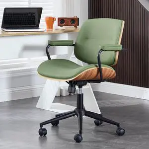 BV Mid Century Modern Office Chair Set of 1, Swivel Rolling Deak Chair with Armrests and Walnut Back, Adjustable Desk Chair for Home Office, Green BV Mid Century Modern Office Chair Set of 1, Swivel Rolling Deak Chair with Armrests and Walnut Back, Adjustable Desk Chair for Home Office, Green