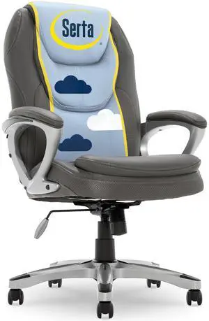 Amplify Executive Office Chair with Faux Leather and Mesh, Adjustable Ergonomic Comfy Seat with Lumbar Support, Modern Computer DeskChairs, Swivel Rolling Wheels, Duo Gray Amplify Executive Office Chair with Faux Leather and Mesh, Adjustable Ergonomic Comfy Seat with Lumbar Support, Modern Computer DeskChairs, Swivel Rolling Wheels, Duo Gray