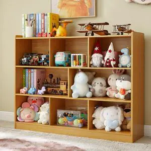 3-Tier Bookshelf, 8-Section Wooden Bookcase, Storage Organizer with Anti-Tilt Device, Modern Storage Display Cabinet for Living Room, Classroom, Kids Room (Natural), FJHL-011YE 3-Tier Bookshelf, 8-Section Wooden Bookcase, Storage Organizer with Anti-Tilt Device, Modern Storage Display Cabinet for Living Room, Classroom, Kids Room (Natural), FJHL-011YE