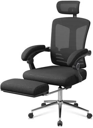 Ergonomic Mesh Office Desk Chair with Footrest, Comfrotable Big and Tall Reclining Computer Chair with Adjustable Lumbar Support, Backrest Adjustable, High Back SGS Class 4 Gas Lift, Black Ergonomic Mesh Office Desk Chair with Footrest, Comfrotable Big and Tall Reclining Computer Chair with Adjustable Lumbar Support, Backrest Adjustable, High Back SGS Class 4 Gas Lift, Black