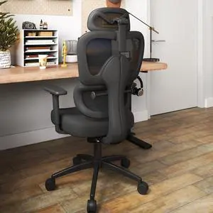 Ergonomic Office Chair with Adjustable Lumbar Support, 3D Arms and Headrest, High Back Wide Desk Computer Chair with Wheels, for Home & Office, Black Ergonomic Office Chair with Adjustable Lumbar Support, 3D Arms and Headrest, High Back Wide Desk Computer Chair with Wheels, for Home & Office, Black