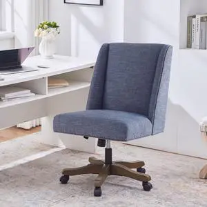 Armless Home Office Chair with Wooden Legs, Modern Adjustable Upholstered Office Desk Chair No Arms Computer Chair Swivel Chair for Home Office Study Studio (Blue) Armless Home Office Chair with Wooden Legs, Modern Adjustable Upholstered Office Desk Chair No Arms Computer Chair Swivel Chair for Home Office Study Studio (Blue)