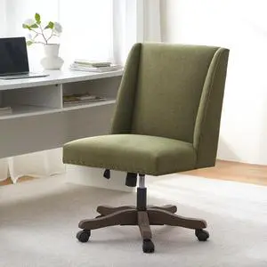 Upholstered Armless Office Chair with Wooden Legs, Modern Adjustable Home Office Desk Chair Computer Chair Swivel Chair for Home Office Study Studio (Green) Upholstered Armless Office Chair with Wooden Legs, Modern Adjustable Home Office Desk Chair Computer Chair Swivel Chair for Home Office Study Studio (Green)