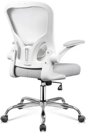 Office Chair Ergonomic Computer Desk Chair with Flip-up Armrests, Comfy Mesh with Adjustable Lumbar Support, White Office Chair Ergonomic Computer Desk Chair with Flip-up Armrests, Comfy Mesh with Adjustable Lumbar Support, White