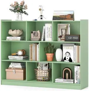 8 Cube Bookcase, Freestanding 3-Tier Open Bookshelf, Mint Green | Modern Storage Display Cabinet, Wood Cube Storage Organizer for Living Room, Home Office, Kids Room 8 Cube Bookcase, Freestanding 3-Tier Open Bookshelf, Mint Green | Modern Storage Display Cabinet, Wood Cube Storage Organizer for Living Room, Home Office, Kids Room