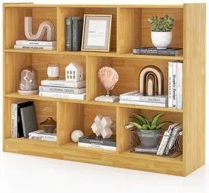 8 Cube Bookcase, Freestanding 3-Tier Open Bookshelf, Burlywood | Modern Storage Display Cabinet, Wood Cube Storage Organizer for Living Room, Home Office, Kids Room 8 Cube Bookcase, Freestanding 3-Tier Open Bookshelf, Burlywood | Modern Storage Display Cabinet, Wood Cube Storage Organizer for Living Room, Home Office, Kids Room