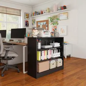 Metal Bookshelf, 3-Tier Black Bookshelf with Adjustable Shelves, Office Shelves, Open Small Bookshelf for Small Places, 39.3" Wide Cabint Display Case for Home Office, Library, Living Room Metal Bookshelf, 3-Tier Black Bookshelf with Adjustable Shelves, Office Shelves, Open Small Bookshelf for Small Places, 39.3" Wide Cabint Display Case for Home Office, Library, Living Room