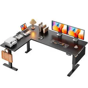L Shaped Electric Standing Desk,63 Inch Adjustable Height Sit to Stand Corner Desk with Memory Presets, Reversible Computer Table for Home Office, Work and Study, Black L Shaped Electric Standing Desk,63 Inch Adjustable Height Sit to Stand Corner Desk with Memory Presets, Reversible Computer Table for Home Office, Work and Study, Black