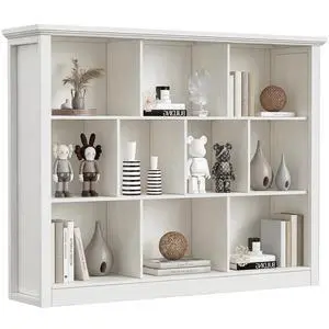 10 Cube Storage Book Shelf - 50" Wide Wood Cube Storage Organizer, Wooden 3 Tiers Floor Standing Low Bookcase for Living Room, Bedroom, Home Office, Kids Room, Warm White 10 Cube Storage Book Shelf - 50" Wide Wood Cube Storage Organizer, Wooden 3 Tiers Floor Standing Low Bookcase for Living Room, Bedroom, Home Office, Kids Room, Warm White