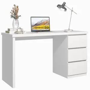 White Desk with Drawers, 47'' W Home Office Desk Gaming Table, Modern Vanity Desk with Storage, Wood Computer Desk Writing Workstation for Bedroom, Living Room White Desk with Drawers, 47'' W Home Office Desk Gaming Table, Modern Vanity Desk with Storage, Wood Computer Desk Writing Workstation for Bedroom, Living Room