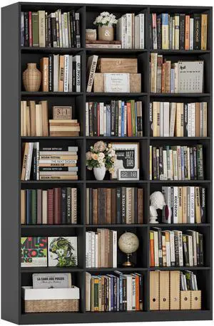 86" H Triple Wide Bookshelf and Bookcase, 7 Tier Tall Bookshelf with Storage, Large Bookcase with 21 Open Display Storage Shelves, Wood Book Shelf Media CD DVD Storage for Living Room, Black 86" H Triple Wide Bookshelf and Bookcase, 7 Tier Tall Bookshelf with Storage, Large Bookcase with 21 Open Display Storage Shelves, Wood Book Shelf Media CD DVD Storage for Living Room, Black