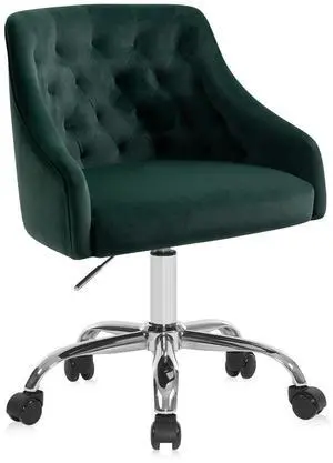 Home Office Chair, Velvet Swivel Adjustable Accent Vanity Chair with Arms Nailhead Trim for Bedroom, for to Living Room, Studying, Office (Forest Green) Home Office Chair, Velvet Swivel Adjustable Accent Vanity Chair with Arms Nailhead Trim for Bedroom, for to Living Room, Studying, Office (Forest Green)