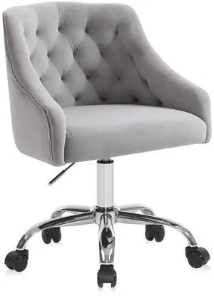 Home Office Chair, Velvet Swivel Adjustable Accent Vanity Chair with Arms Nailhead Trim for Bedroom, for to Living Room, Studying, Office (Dove Grey) Home Office Chair, Velvet Swivel Adjustable Accent Vanity Chair with Arms Nailhead Trim for Bedroom, for to Living Room, Studying, Office (Dove Grey)