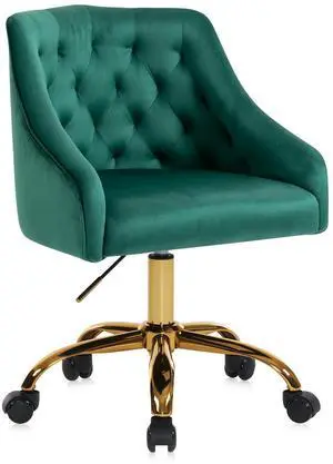Home Office Chair, Velvet Swivel Adjustable Accent Vanity Chair with Arms Nailhead Trim for Bedroom, for to Living Room, Studying, Office (Verdant Green) Home Office Chair, Velvet Swivel Adjustable Accent Vanity Chair with Arms Nailhead Trim for Bedroom, for to Living Room, Studying, Office (Verdant Green)