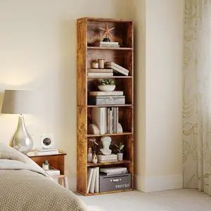 Bookshelf, 6-Tier Open Bookcase, Storage Shelves, Display Storage Shelves, Floor Standing Unit, Home Decor, Furniture for Home Office, Living Room, Bedroom, Brown Bookshelf, 6-Tier Open Bookcase, Storage Shelves, Display Storage Shelves, Floor Standing Unit, Home Decor, Furniture for Home Office, Living Room, Bedroom, Brown
