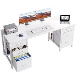 63 inch Computer Desk with File Drawers Cabinet, Modern Office Desk with Large Storage for Home Office, Study, Gaming, White 63 inch Computer Desk with File Drawers Cabinet, Modern Office Desk with Large Storage for Home Office, Study, Gaming, White