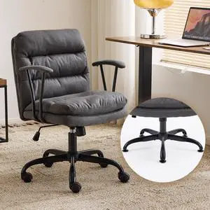 Padded Grey Desk Chair with/No Wheels,Dual-Base,Removable Armrests,Adjustable Comfy Rolling Swivel Computer Task Nail Tech Chair for Home Office,Sewing,Makeup Vanity,Teen,Linen Fabric Padded Grey Desk Chair with/No Wheels,Dual-Base,Removable Armrests,Adjustable Comfy Rolling Swivel Computer Task Nail Tech Chair for Home Office,Sewing,Makeup Vanity,Teen,Linen Fabric
