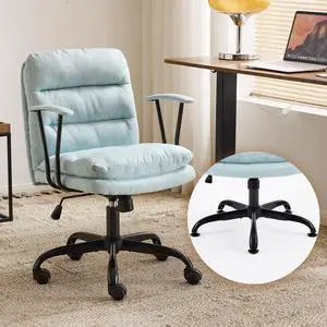 Comfortable Office Desk Chairs with/No Wheels,Dual-Base,Removable Armrests,Adjustable Comfy Rolling Swivel Computer Task Nail Chair for Office,Sewing,Makeup Vanity,Teen,Linen Fabric,Mint Green Comfortable Office Desk Chairs with/No Wheels,Dual-Base,Removable Armrests,Adjustable Comfy Rolling Swivel Computer Task Nail Chair for Office,Sewing,Makeup Vanity,Teen,Linen Fabric,Mint Green