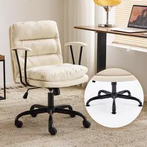 Comfortable Office Desk Chairs with/No Wheels,Dual-Base,Removable Armrests,Adjustable Comfy Swivel Computer Task Nail Tech Chair for Office,Sewing,Makeup Vanity,Teen,Linen Fabric,Pale Yellow Comfortable Office Desk Chairs with/No Wheels,Dual-Base,Removable Armrests,Adjustable Comfy Swivel Computer Task Nail Tech Chair for Office,Sewing,Makeup Vanity,Teen,Linen Fabric,Pale Yellow