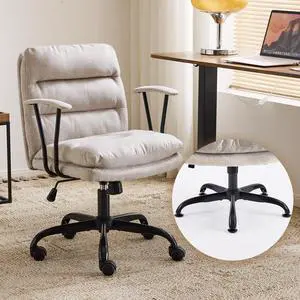 Comfortable Office Desk Chairs with/No Wheels,Dual-Base,Removable Armrests,Adjustable Comfy Swivel Computer Task Nail Tech Chair for Office,Sewing,Makeup Vanity,Teen,Linen Fabric,Light Grey Comfortable Office Desk Chairs with/No Wheels,Dual-Base,Removable Armrests,Adjustable Comfy Swivel Computer Task Nail Tech Chair for Office,Sewing,Makeup Vanity,Teen,Linen Fabric,Light Grey