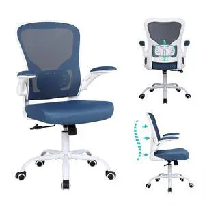 Mesh Office Chair, Ergonomic Computer Desk Chairs for Home Office - with Comfy/Comfortable Flip-up Arm Rests, Lumbar Support, Height Adjustable, 360 Degree Rolling Swivel (Blue) Mesh Office Chair, Ergonomic Computer Desk Chairs for Home Office - with Comfy/Comfortable Flip-up Arm Rests, Lumbar Support, Height Adjustable, 360 Degree Rolling Swivel (Blue)