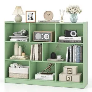 8-Cube Bookcase, Wood 3 Tier Open Storage Bookshelf, Modern Multipurpose Display Cabinet for Living Room, Study, Reading Nook, 48 x 12.5 x 36.5 Inch (Green) 8-Cube Bookcase, Wood 3 Tier Open Storage Bookshelf, Modern Multipurpose Display Cabinet for Living Room, Study, Reading Nook, 48 x 12.5 x 36.5 Inch (Green)
