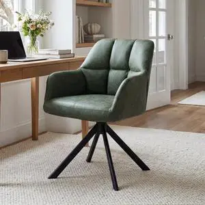 Comfy Leather Desk Chair Modern Computer Task Chair no Wheels Swivel Accent Chair with Mid Back Arm Chair for Living Room/Bedroom/Home Office, PU Green Comfy Leather Desk Chair Modern Computer Task Chair no Wheels Swivel Accent Chair with Mid Back Arm Chair for Living Room/Bedroom/Home Office, PU Green