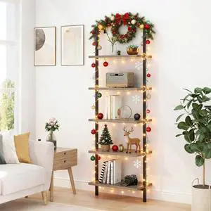 Gray 5 Tier Wall Mount Ladder Shelf, Metal Frame Bookcase | 23.62" L x 11.81" W x 70.87" H Storage Display Shelves for Living Room, Bedroom, Home, Office Decor Gray 5 Tier Wall Mount Ladder Shelf, Metal Frame Bookcase | 23.62" L x 11.81" W x 70.87" H Storage Display Shelves for Living Room, Bedroom, Home, Office Decor