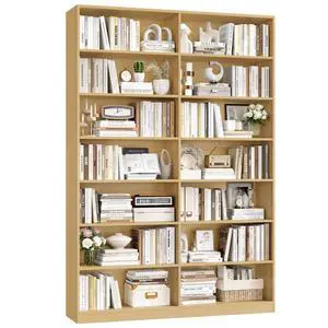 83.7" Tall Bookshelf and Bookcase, 7-Tier Extra Large Bookshelf with Double Storage, 14 Open Display Shelves for Home Office, Study and Living Room, Natural 83.7" Tall Bookshelf and Bookcase, 7-Tier Extra Large Bookshelf with Double Storage, 14 Open Display Shelves for Home Office, Study and Living Room, Natural