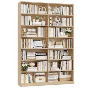 83.7" Tall Bookshelf and Bookcase, 7-Tier Extra Large Bookshelf with Double Storage, 14 Open Display Shelves for Home Office, Study and Living Room, Light Oak 83.7" Tall Bookshelf and Bookcase, 7-Tier Extra Large Bookshelf with Double Storage, 14 Open Display Shelves for Home Office, Study and Living Room, Light Oak