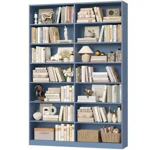 83.7" Tall Bookshelf and Bookcase, 7-Tier Extra Large Bookshelf with Double Storage, 14 Open Display Shelves for Home Office, Study and Living Room, Blue 83.7" Tall Bookshelf and Bookcase, 7-Tier Extra Large Bookshelf with Double Storage, 14 Open Display Shelves for Home Office, Study and Living Room, Blue