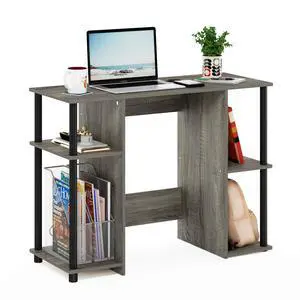 Jaya Computer Study Desk With Open Storage, French Oak Grey/Black Jaya Computer Study Desk With Open Storage, French Oak Grey/Black