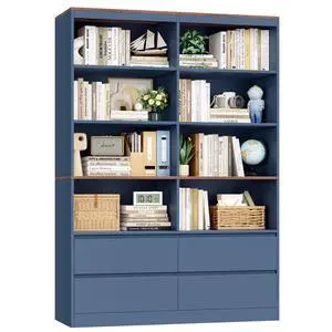 71" Bookshelf with Drawers, 6-Tier Double Wide Bookshelves and Bookcases with Storage, Tall Bookshelf Large Open Book Shelf Standing Book Case for Home Office, Blue 71" Bookshelf with Drawers, 6-Tier Double Wide Bookshelves and Bookcases with Storage, Tall Bookshelf Large Open Book Shelf Standing Book Case for Home Office, Blue