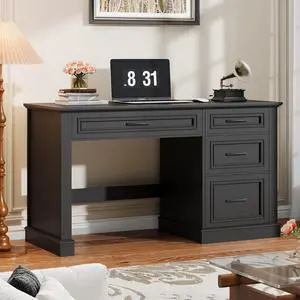 Farmhouse 47" Executive Desk, Computer Desk with Drawers and File Drawer, Workstation Computer Desk with Charging Station for Home Office, Study.(Pure Black) Farmhouse 47" Executive Desk, Computer Desk with Drawers and File Drawer, Workstation Computer Desk with Charging Station for Home Office, Study.(Pure Black)