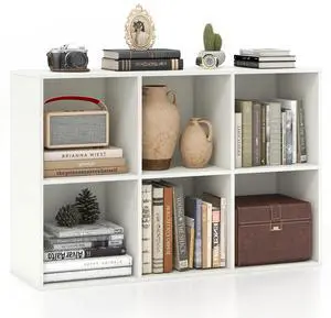 6-Cube Bookcase, 3-Tier Cubby Bookshelf, Horizontal Vertical Display Rack with Anti-Tipping Kits, Modern Storage Organizer Shelf Unit for Bedroom, Living Room, Study Room, White 6-Cube Bookcase, 3-Tier Cubby Bookshelf, Horizontal Vertical Display Rack with Anti-Tipping Kits, Modern Storage Organizer Shelf Unit for Bedroom, Living Room, Study Room, White