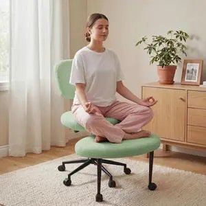 Ergonomic Cross Legged Office Chair with Wheels, ADHD Chair for Adults, Meditation Chair, Yoga Office Chair (Green) Ergonomic Cross Legged Office Chair with Wheels, ADHD Chair for Adults, Meditation Chair, Yoga Office Chair (Green)