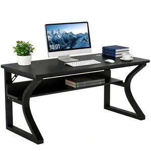 47 inch Computer Desk, Home Office Desk with Storage Shelf, Sturdy U-Shaped Metal Frame Study Table with Cable Management, Gaming Desk for Office & Bedroom (Black, 47inch) 47 inch Computer Desk, Home Office Desk with Storage Shelf, Sturdy U-Shaped Metal Frame Study Table with Cable Management, Gaming Desk for Office & Bedroom (Black, 47inch)