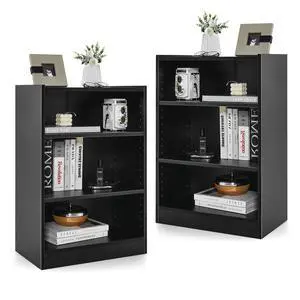 3 Tier Bookcase, Floor Standing Open Bookshelf with 18-Position Adjustable Shelves, Anti-toppling Device, Modern Multipurpose Display Storage Organizer for Living Room Study (2, Black) 3 Tier Bookcase, Floor Standing Open Bookshelf with 18-Position Adjustable Shelves, Anti-toppling Device, Modern Multipurpose Display Storage Organizer for Living Room Study (2, Black)