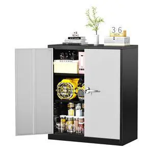 Metal Cabinet, 36" Locking Storage File Cabinet with Doors and Shelves for Office,Home,Gym,School,Kitchen(Black Grey) Metal Cabinet, 36" Locking Storage File Cabinet with Doors and Shelves for Office,Home,Gym,School,Kitchen(Black Grey)