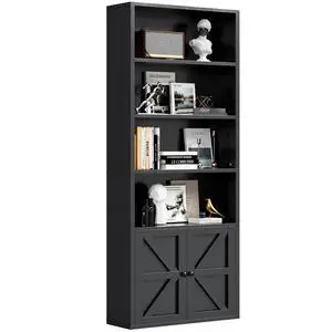 71.5" Tall Bookshelf and Bookcase, 6-Tier Wooden Bookshelves with Cabinet Doors, Floor Bookshelves and Office Storage Cabinets for Home Office, Living Room (Black 1 Pack, 6-Tier) 71.5" Tall Bookshelf and Bookcase, 6-Tier Wooden Bookshelves with Cabinet Doors, Floor Bookshelves and Office Storage Cabinets for Home Office, Living Room (Black 1 Pack, 6-Tier)
