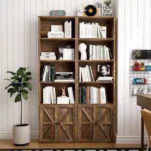 71.5" Tall Bookshelf and Bookcase Set of 2, Wooden Bookshelves with Cabinet Doors, 6-Tier Bookshelves and Office Storage Cabinets for Home & Office(Brown 2 Pack, 6-Tier) 71.5" Tall Bookshelf and Bookcase Set of 2, Wooden Bookshelves with Cabinet Doors, 6-Tier Bookshelves and Office Storage Cabinets for Home & Office(Brown 2 Pack, 6-Tier)