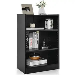 3 Tier Bookcase, Floor Standing Open Bookshelf with 18-Position Adjustable Shelves, Anti-toppling Device, Modern Multipurpose Display Storage Organizer for Living Room Study (1, Black) 3 Tier Bookcase, Floor Standing Open Bookshelf with 18-Position Adjustable Shelves, Anti-toppling Device, Modern Multipurpose Display Storage Organizer for Living Room Study (1, Black)
